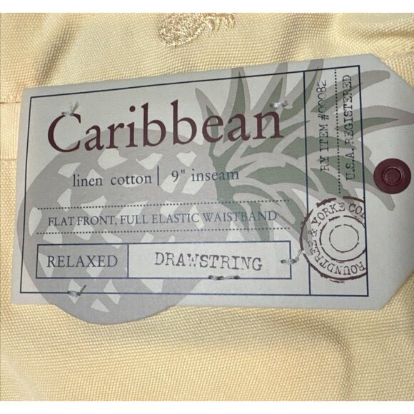 Caribbean Silk Shorts Mens 38 Chino Relaxed Elastic Waist Coastal Resort‎ 9" NEW - Picture 3 of 7